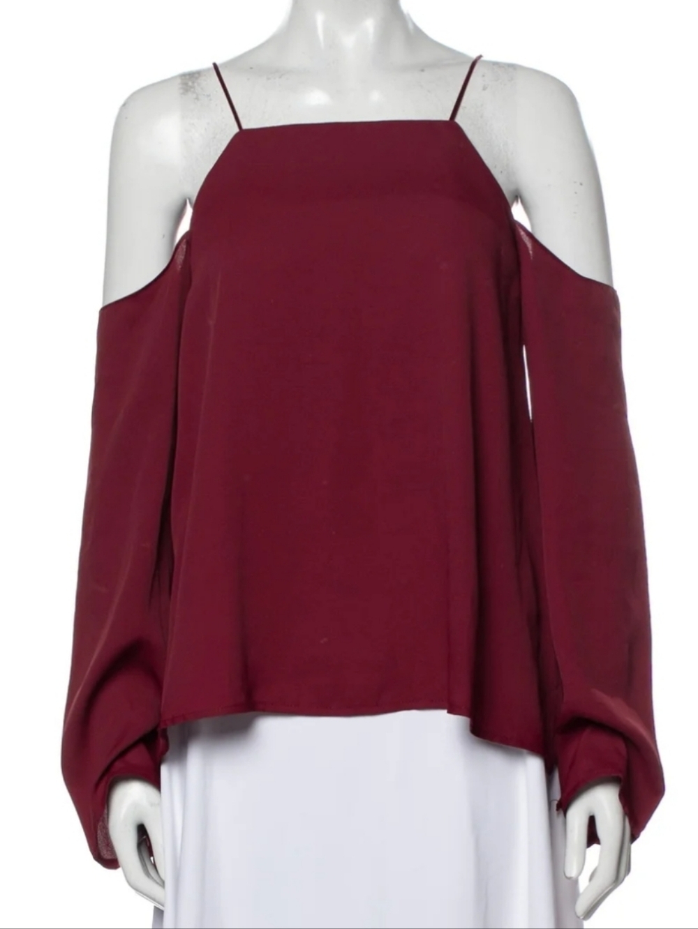 OAK + FORT Burgundy Off-Shoulder Spaghetti Strap Blouse